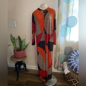 Vintage Diamond Tea Zip Robe Lounger House Dress Retro 70s L Large